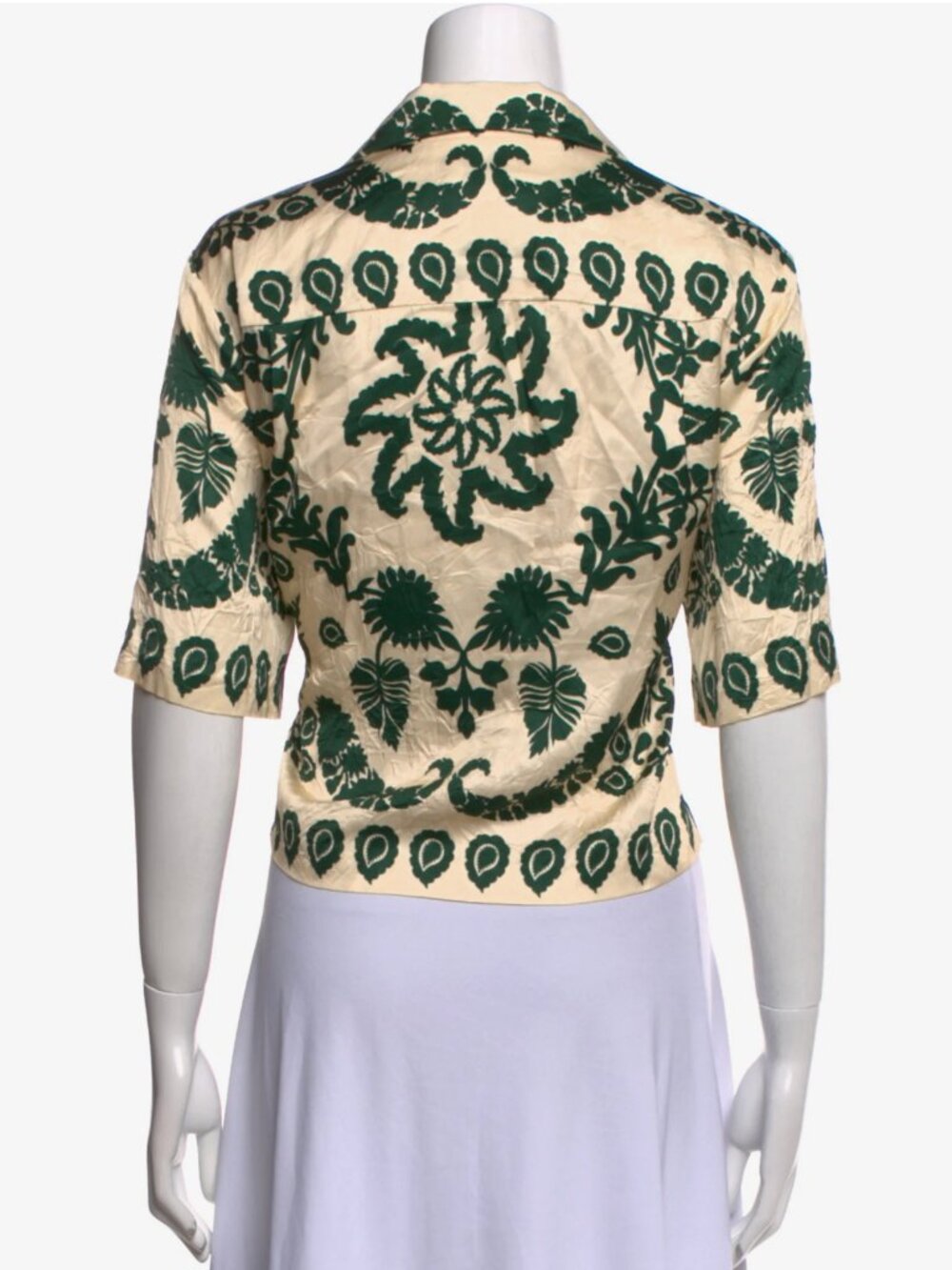 Sandro Printed Collared Crop Top - Picture 2 of 4